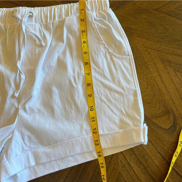 COZY White linen blend sustainable stretchy drawstring shorts Size XXL NWT - Picture 6 of 8